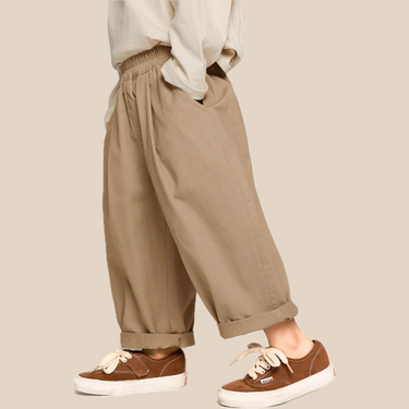 Comfortabele Unisex Katoenen Broek voor Kinderen – Khaki/Grijs, Maten 2-7 Jaar, Ademend en Relaxte Pasvorm 1